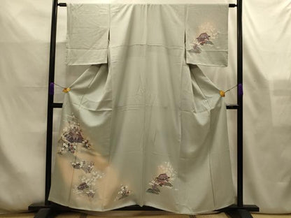 平和屋着物■訪問着　友禅　風景文　暈し染め　銀彩　正絹　逸品　AABL4367sx