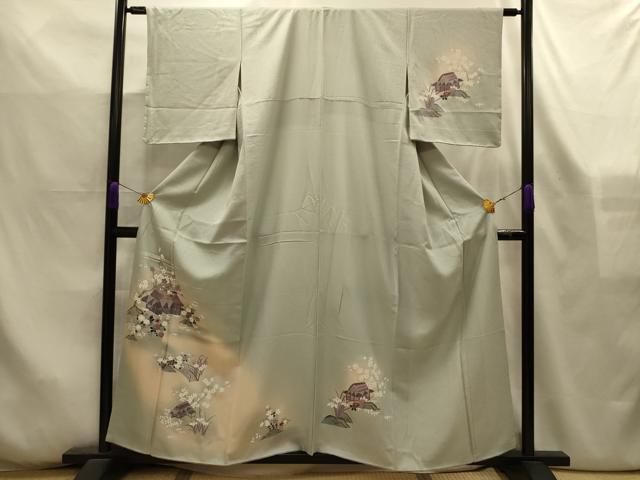 平和屋着物■訪問着　友禅　風景文　暈し染め　銀彩　正絹　逸品　AABL4367sx