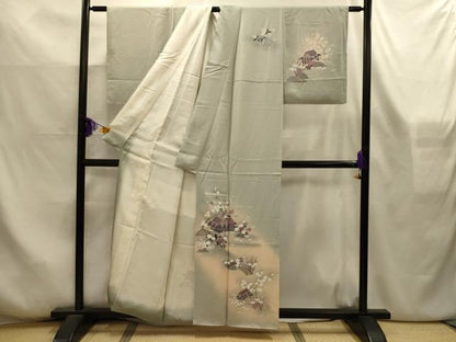平和屋着物■訪問着　友禅　風景文　暈し染め　銀彩　正絹　逸品　AABL4367sx