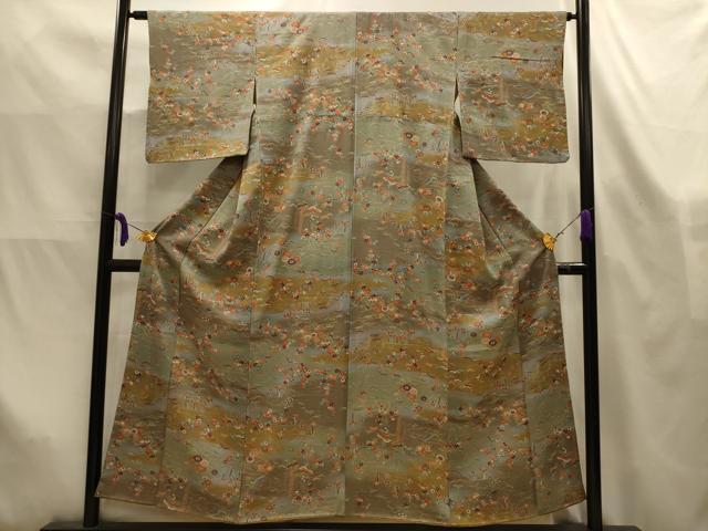 平和屋着物■上質な小紋　松竹梅流水花文　暈し染め　正絹　逸品　AABL4371sx