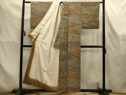 平和屋着物■上質な小紋　松竹梅流水花文　暈し染め　正絹　逸品　AABL4371sx