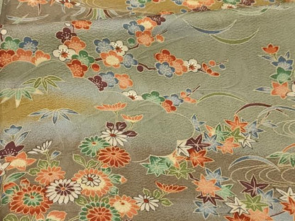 平和屋着物■上質な小紋　松竹梅流水花文　暈し染め　正絹　逸品　AABL4371sx