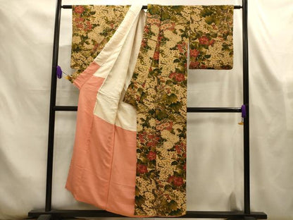 平和屋着物■上質な小紋　枝花文　正絹　逸品　AABL4373sx