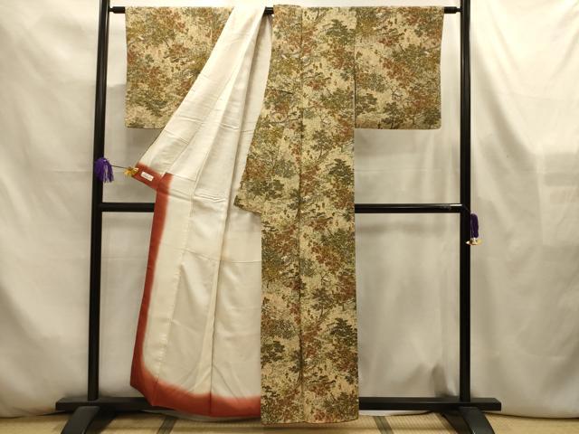 平和屋着物■上質な小紋　人物風景文　鬼しぼ縮緬　やまと誂製　正絹　逸品　AABL4374sx