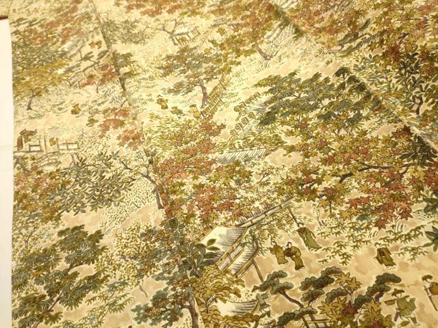 平和屋着物■上質な小紋　人物風景文　鬼しぼ縮緬　やまと誂製　正絹　逸品　AABL4374sx