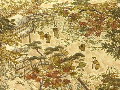 平和屋着物■上質な小紋　人物風景文　鬼しぼ縮緬　やまと誂製　正絹　逸品　AABL4374sx