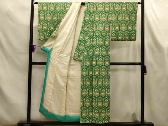 平和屋着物■上質な小紋　更紗花文　正絹　逸品　AABL4378sx