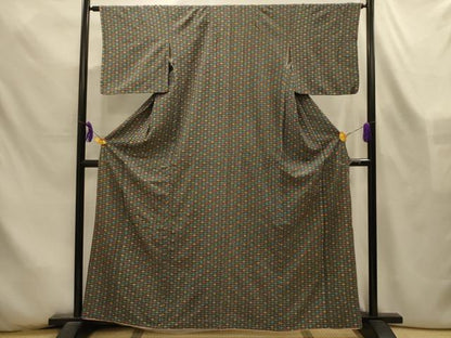 平和屋着物■上質な小紋　七宝文　黒地　正絹　逸品　AABL4384sx