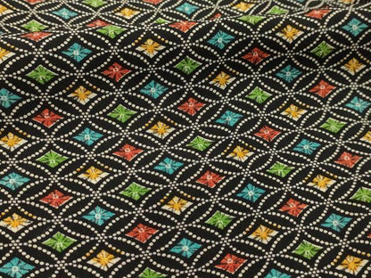 平和屋着物■上質な小紋　七宝文　黒地　正絹　逸品　AABL4384sx