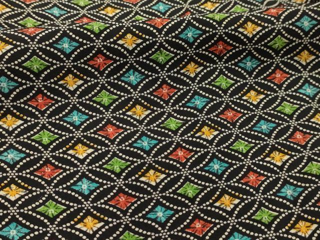 平和屋着物■上質な小紋　七宝文　黒地　正絹　逸品　AABL4384sx