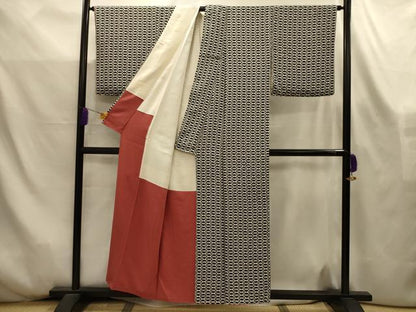 平和屋着物■上質な小紋　菱文　正絹　逸品　AABL4391sx