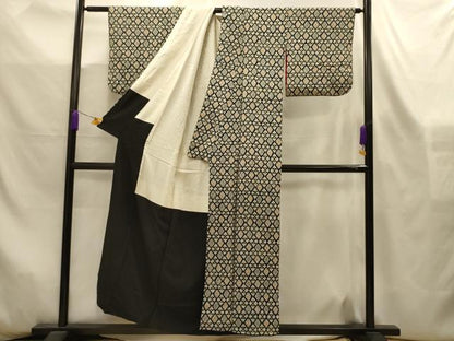 平和屋着物■上質な小紋　花菱文　正絹　逸品　AABL4393sx