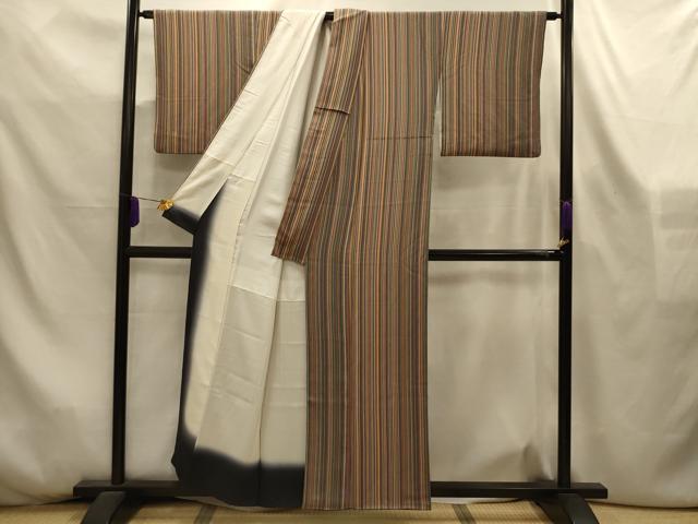 平和屋着物■上質な小紋　間道　鬼しぼ縮緬　正絹　逸品　AABL4394sx