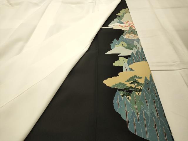 平和屋着物■豪華黒留袖　作家物　飛鶴風景文　正絹　逸品　AABL4396sx