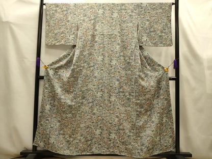平和屋着物■上質な小紋　松竹梅人物風景文　金彩　鬼しぼ縮緬　正絹　逸品　AABL4397sx