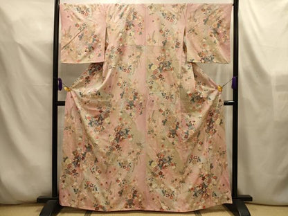 平和屋着物■上質な小紋　扇面花文　金彩　正絹　逸品　AABL4401sx