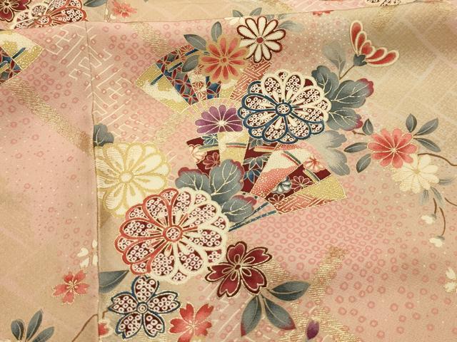 平和屋着物■上質な小紋　扇面花文　金彩　正絹　逸品　AABL4401sx