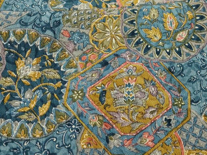 平和屋着物■上質な小紋　更紗花絵皿文　鬼しぼ縮緬　正絹　逸品　AABL4403sx