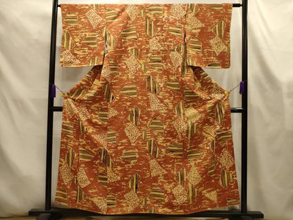 平和屋着物■上質な小紋　幾何学文様　正絹　逸品　AABL4408sx