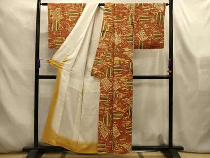 平和屋着物■上質な小紋　幾何学文様　正絹　逸品　AABL4408sx