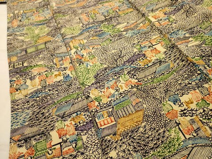 平和屋着物■上質な小紋　型染め　人物風景文　正絹　逸品　AABL4409sx