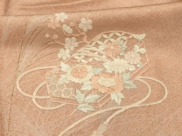 平和屋着物■訪問着　刺繍　花文箱文　金彩　正絹　逸品　AABL4410sx
