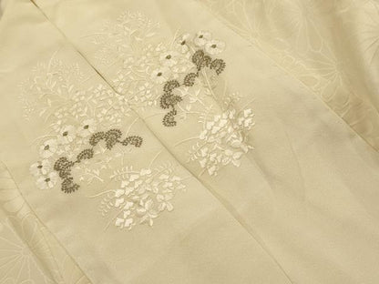 平和屋着物■長襦袢　袷　菊尽くし　蜂蜜色　金糸　正絹　逸品　AABL4413sx