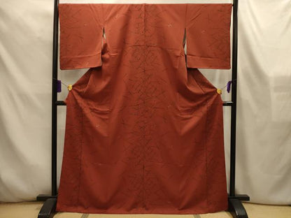 平和屋着物■上質な小紋　松葉文　金彩　正絹　逸品　AABL4417sx
