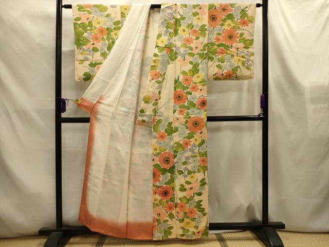 平和屋着物■訪問着　草花文　ろうけつ染　正絹　逸品　AABL4419sx