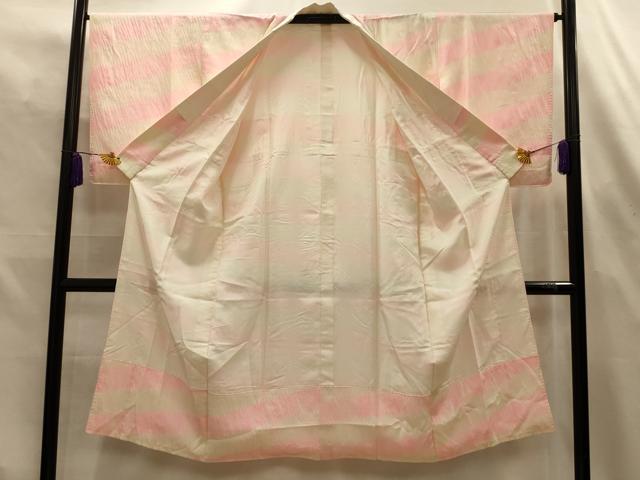 平和屋着物■長襦袢　袷　絞り　横段文　正絹　逸品　AABL4422sx