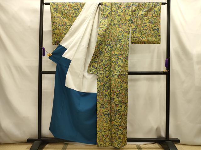 平和屋着物■上質な小紋　花鳥更紗　AABL4424sx