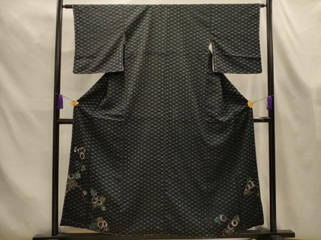 平和屋着物■豪華色留袖　刺繍　草花文　黒地　金糸　正絹　逸品　AABL4425sx