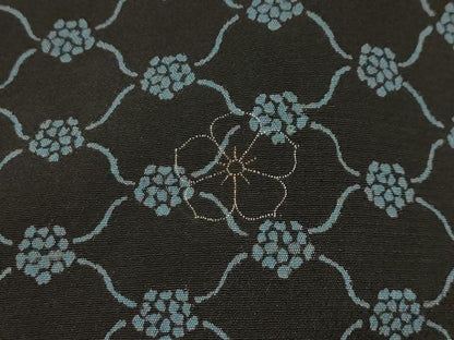 平和屋着物■豪華色留袖　刺繍　草花文　黒地　金糸　正絹　逸品　AABL4425sx