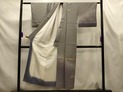 平和屋着物■訪問着　刺繍　露芝花文　暈し染め　金糸　金彩　正絹　逸品　AABL4426sx