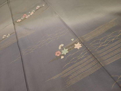 平和屋着物■訪問着　刺繍　露芝花文　暈し染め　金糸　金彩　正絹　逸品　AABL4426sx