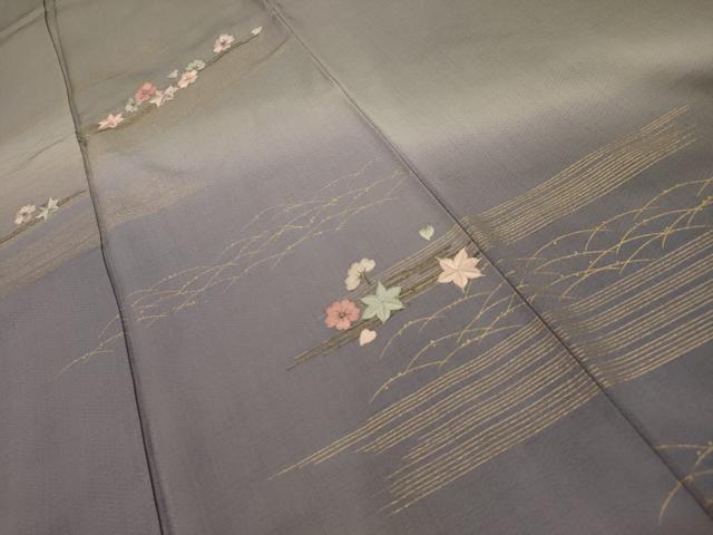 平和屋着物■訪問着　刺繍　露芝花文　暈し染め　金糸　金彩　正絹　逸品　AABL4426sx
