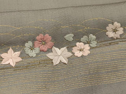 平和屋着物■訪問着　刺繍　露芝花文　暈し染め　金糸　金彩　正絹　逸品　AABL4426sx