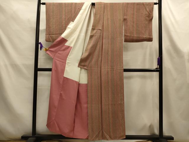 平和屋着物■上質な小紋　花間道　鬼しぼ縮緬　正絹　逸品　AABL4431sx