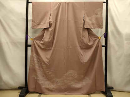 平和屋着物■江戸小紋　訪問着　飛鶴立波文　正絹　逸品　AABL4433sx