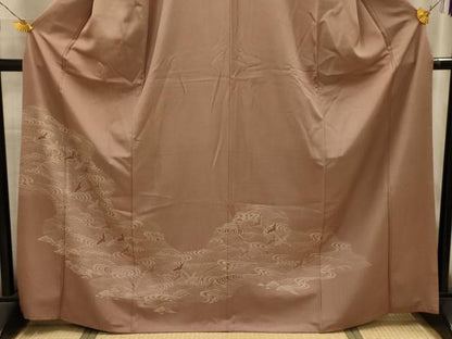 平和屋着物■江戸小紋　訪問着　飛鶴立波文　正絹　逸品　AABL4433sx