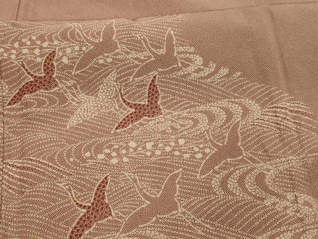 平和屋着物■江戸小紋　訪問着　飛鶴立波文　正絹　逸品　AABL4433sx