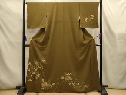 平和屋着物■訪問着　刺繍　地紙花鳥文　暈し染め　金糸　金彩　正絹　逸品　AABL4435sx