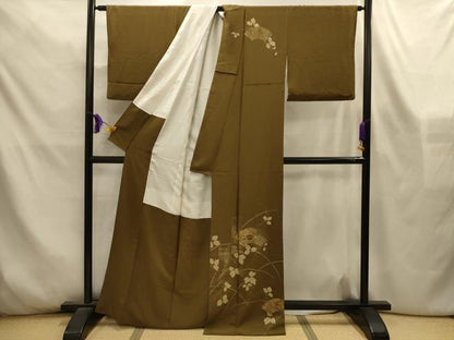 平和屋着物■訪問着　刺繍　地紙花鳥文　暈し染め　金糸　金彩　正絹　逸品　AABL4435sx