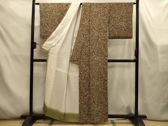 平和屋着物■上質な小紋　石畳文　鬼しぼ縮緬　正絹　逸品　AABL4436sx