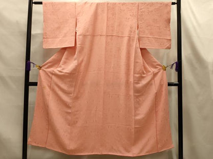 平和屋着物■上質な色無地　草花地紋　赤香色　正絹　逸品　AABL4440sx