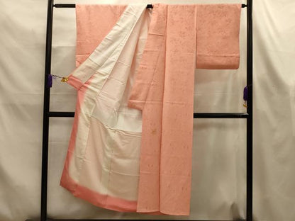 平和屋着物■上質な色無地　草花地紋　赤香色　正絹　逸品　AABL4440sx