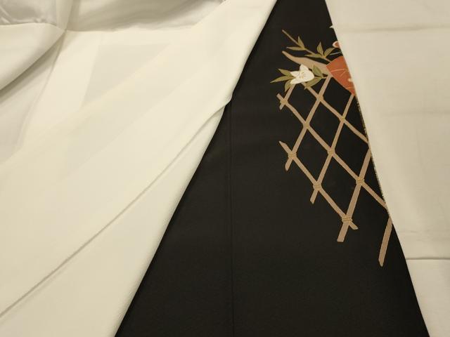 平和屋着物■豪華黒留袖　駒刺繍　螺鈿　飛鶴花短冊文　金彩　正絹　逸品　AABL4441sx