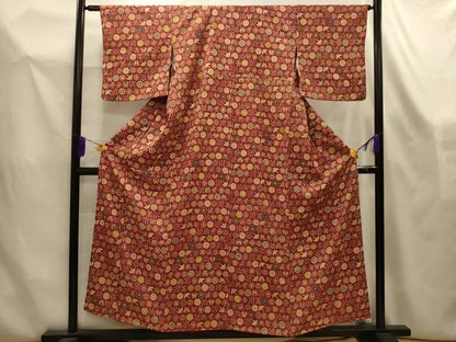 平和屋着物■上質な小紋　型染め　飛鶴花蝶文　正絹　逸品　AABL4442sx