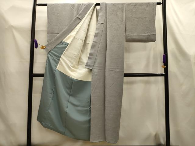 平和屋着物■上質な色無地　花唐草地紋　薄墨色　正絹　逸品　AABL4445sx