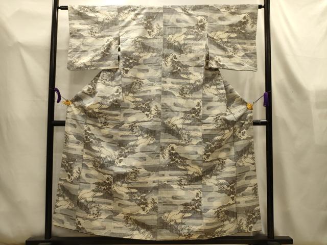 平和屋着物■上質な紬　雲取草花文　正絹　逸品　AABL4446sx